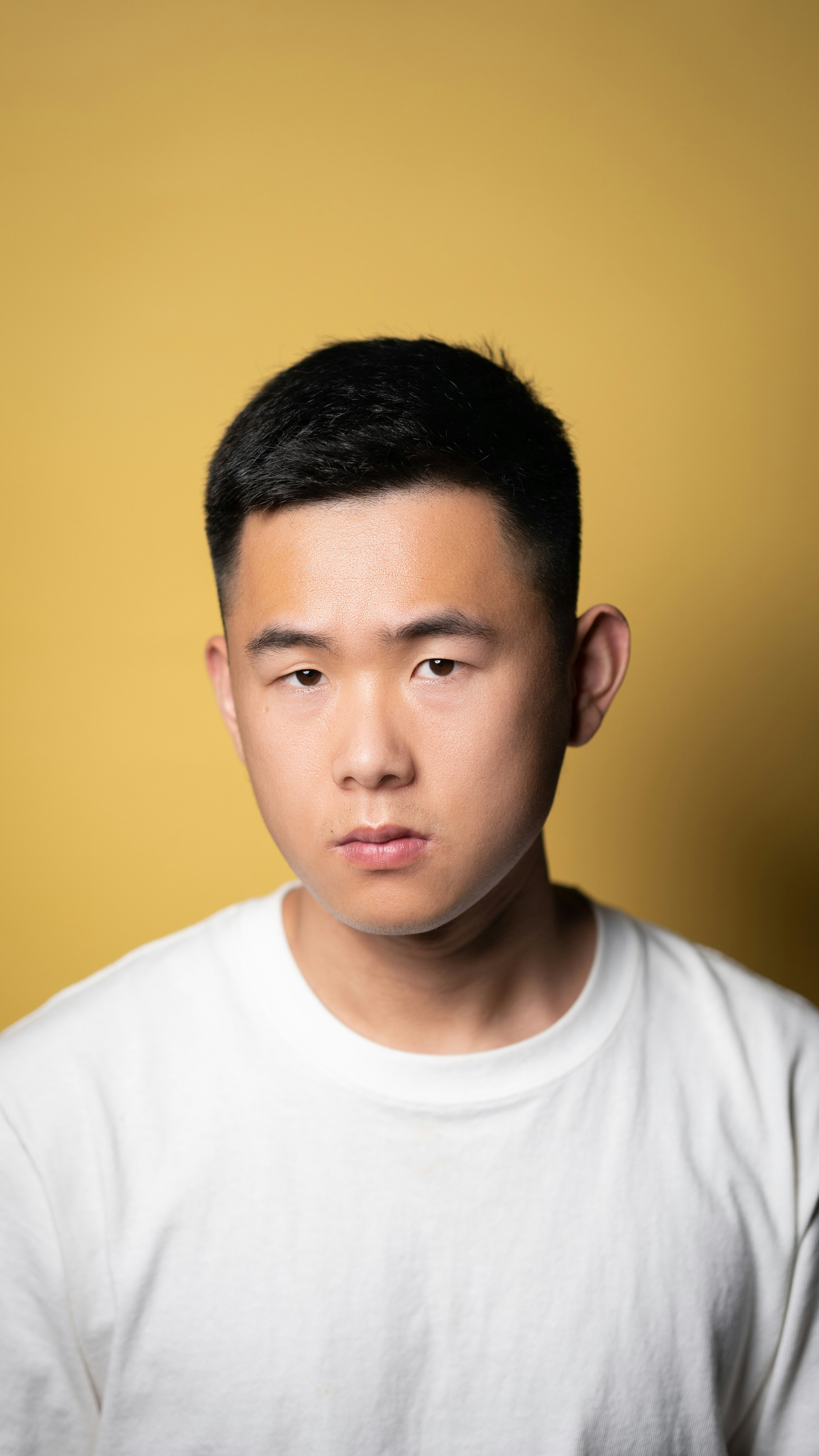 A man looking seriously at the camera.